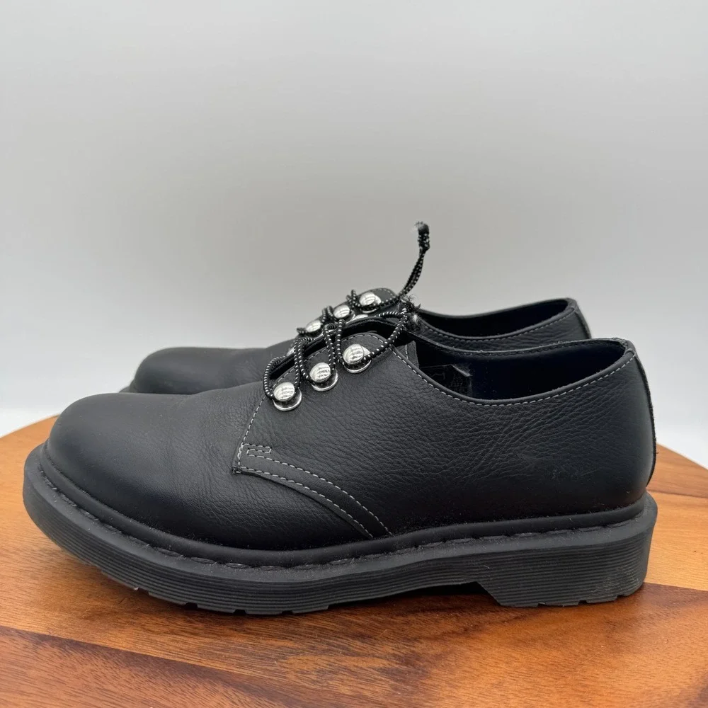 Dr. Martens Leather Platform Shoes Womens 8 Black Air Wair 1461 HDW